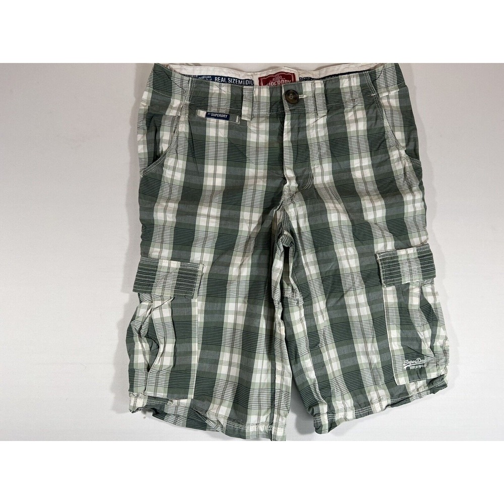 Superdry Mens Shorts Medium Plaid Cargo Outdoor Adjustable